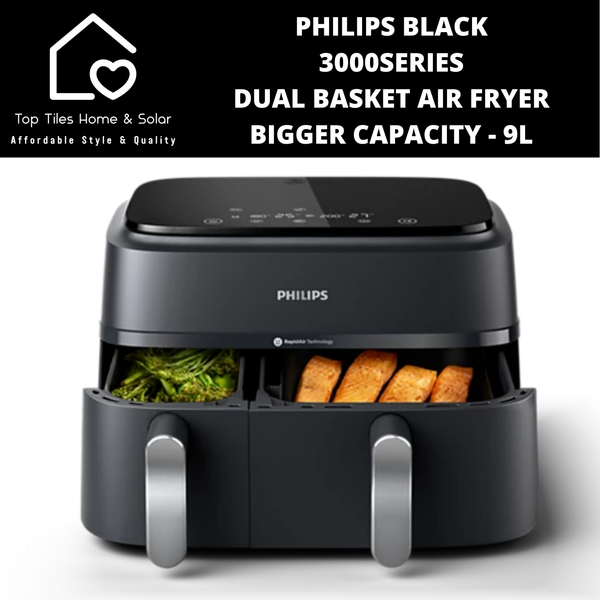 Philips Black 3000Series Dual Basket Air Fryer Bigger Capacity - 9L