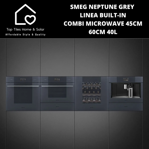 Smeg Neptune Grey Linea Built-in Combi Microwave 45cm - 60cm 40L