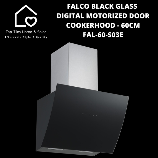 Falco Black Glass Digital Motorized Door Cookerhood - 60cm FAL-60-S03E