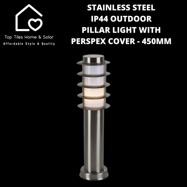 Stainless Steel IP44 Outdoor Pillar Light with Perspex Cover - 450mm