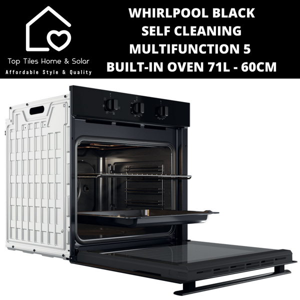 Whirlpool Black Self Cleaning Multifunction5 Built-In Oven 71L - 60cm