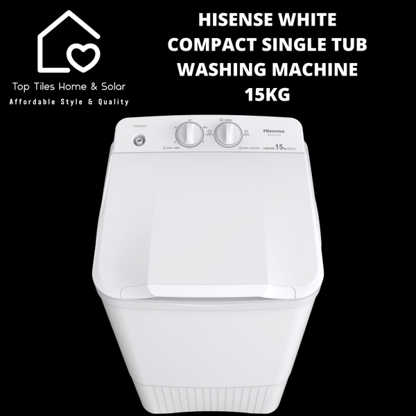 Hisense White Compact Single Tub Washing Machine - 15kg