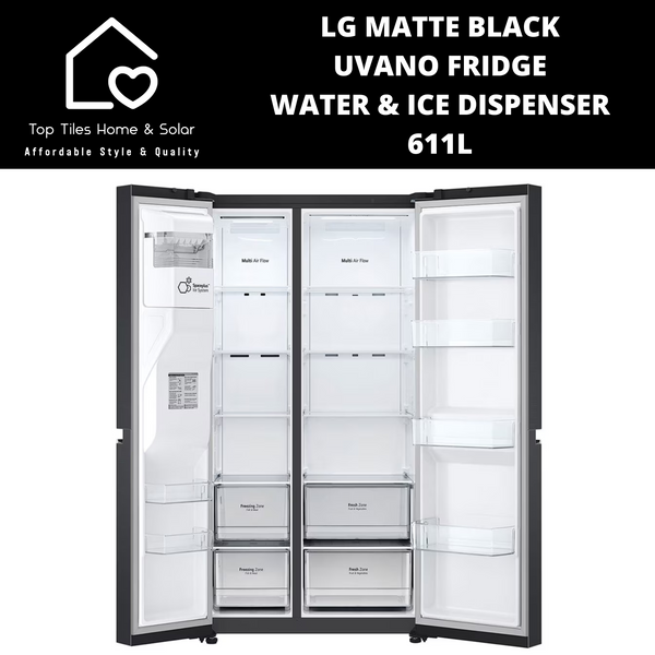 LG Matte Black Uvano Fridge - 611L Water & Ice Dispenser