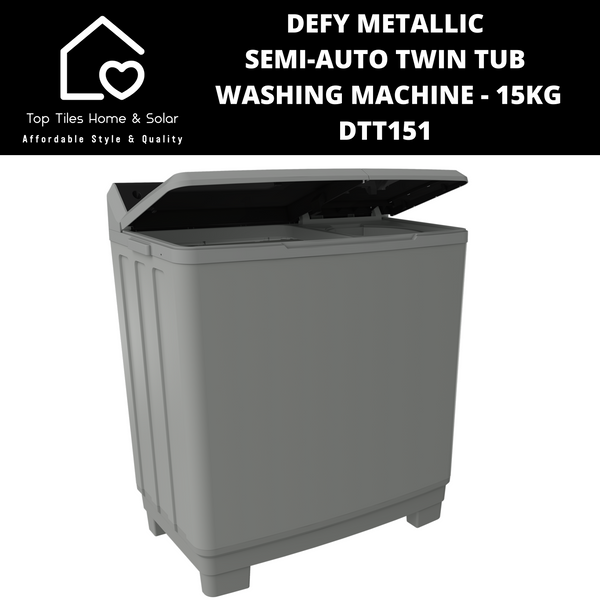 Defy Metallic Semi-Auto Twin Tub Washing Machine - 15kg DTT151