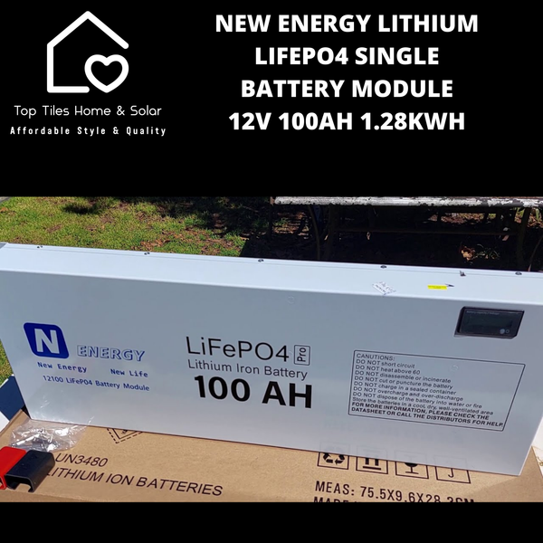 New Energy Lithium LiFePo4 Single Solar Battery Module - 12V 100Ah 1.28kWh