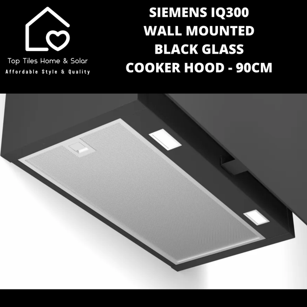 Siemens iQ300 Wall Mounted Black Glass Cooker Hood - 90cm