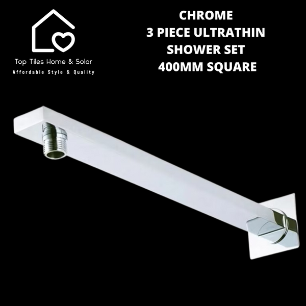 Chrome 3 Piece Ultrathin Shower Set - 400mm Square