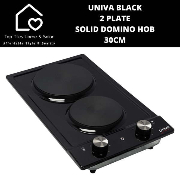 Univa Black 2 Plate Solid Domino Hob - 30cm