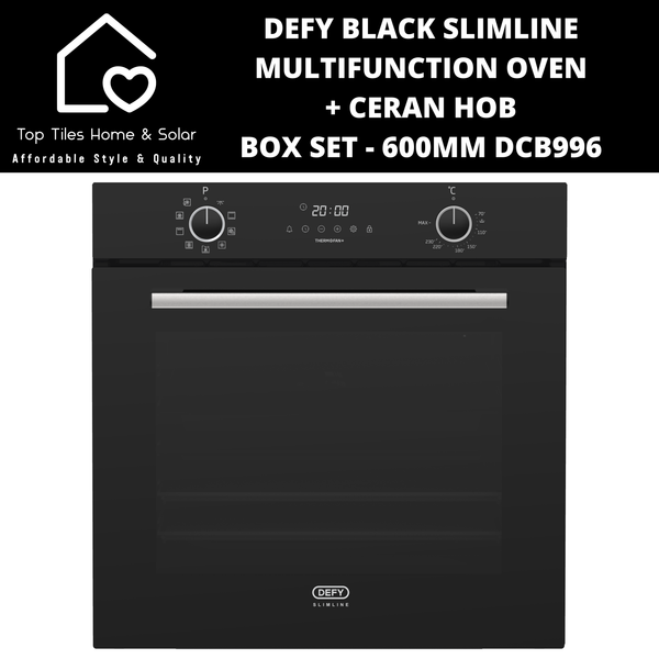 Defy Black Slimline Multifunction Oven + Ceran Hob Box Set - 600mm DCB996