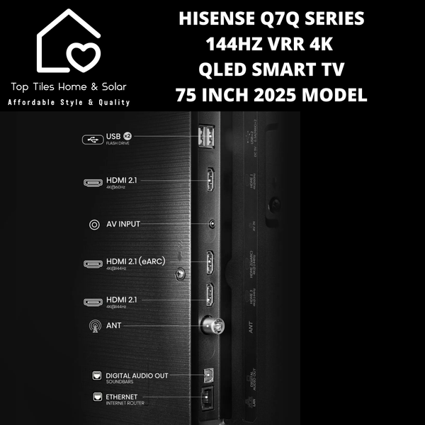 Hisense Q7Q Series 144Hz VRR 4K QLED Smart TV - 75 Inch 2025 Model