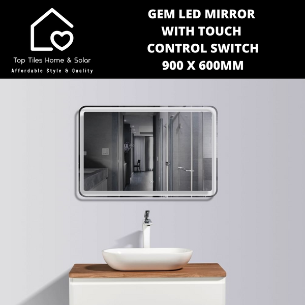 Gem LED Mirror With TouchControl Switch -  900 x 600mm