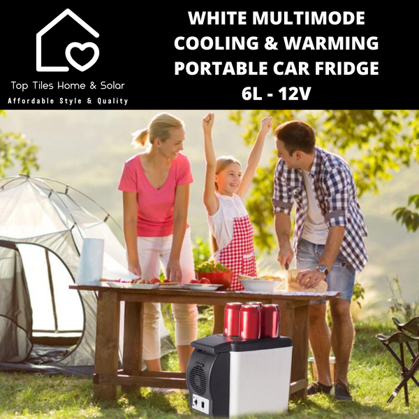White Multimode Cooling & Warming Portable Car Fridge - 6L - 12V
