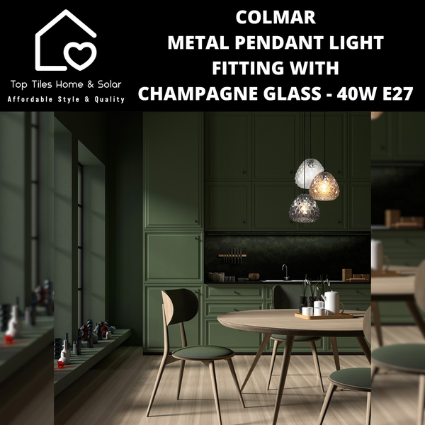 Colmar Metal Pendant Light Fitting with Champagne Glass - 40W E27