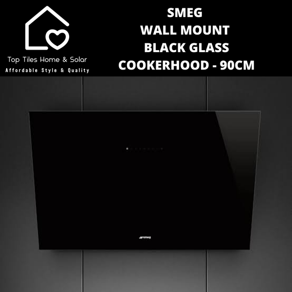 Smeg Wall Mount Universale Aesthetic Black Glass Cookerhood - 90cm