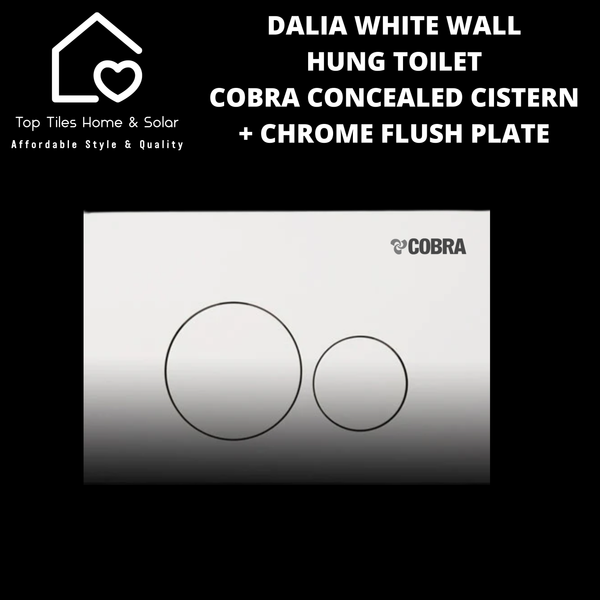 Dalia White Wall Hung Toilet With Cobra Concealed Cistern & Chrome Flush Plate