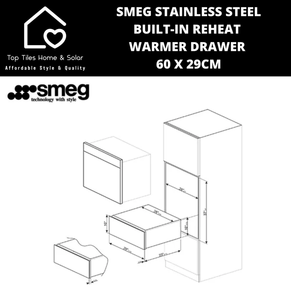 Smeg Stainless Steel Built-In Reheat Warmer Drawer - 60 x 29cm