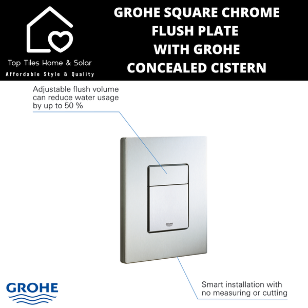 Grohe Square Chrome Flush Plate With Grohe Concealed Cistern
