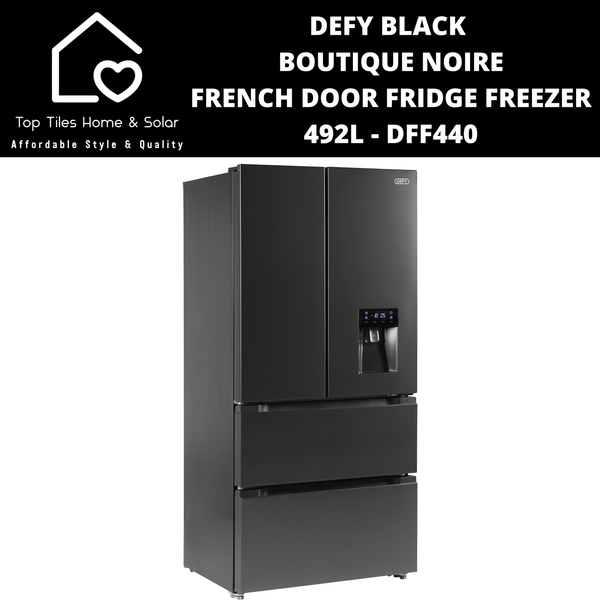 Defy Black Boutique Noire French Door Fridge - 492L DFF440