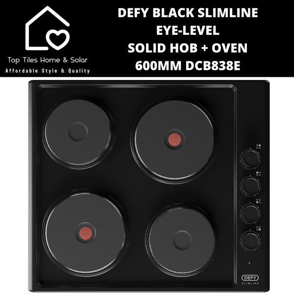 DEFY Black Slimline Eye-Level Solid Hob + Oven - 600mm DCB838E