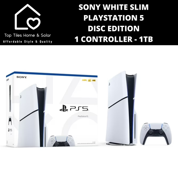 Sony White Slim PlayStation 5 Disc Edition + 1 Controller - 1TB
