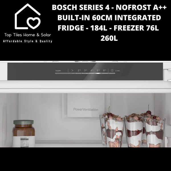 Bosch Series 4 - NoFrost A++ Built-in 60cm Integrated Fridge -  184L with Freezer 76L - 260L