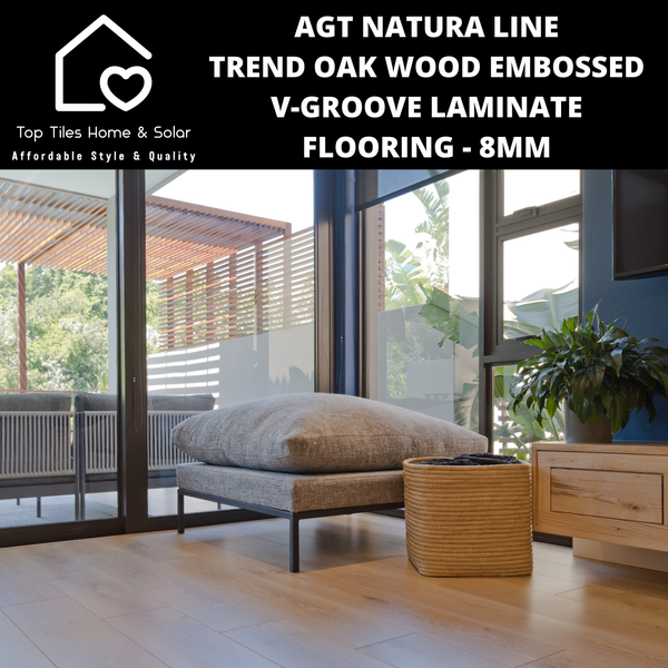 AGT Natura Line Trend Oak Wood Embossed V-Groove Laminate Flooring - 8mm