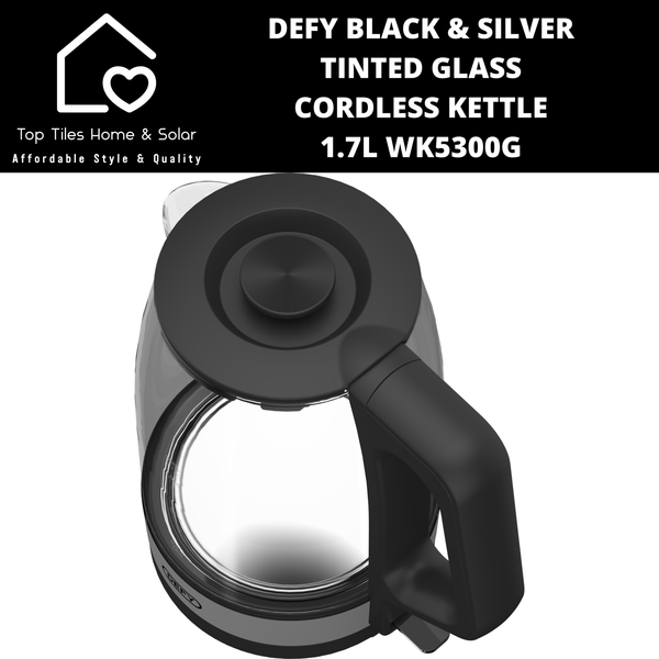 Defy Black & Silver Tinted Glass Cordless Kettle - 1.7L WK5300G