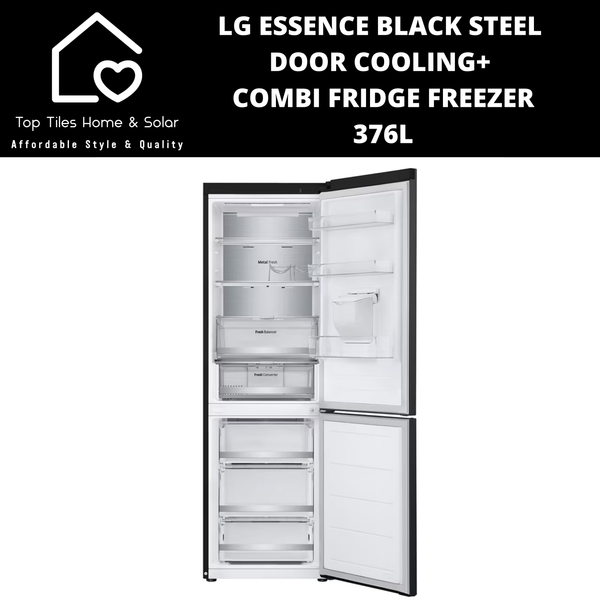 LG Essence Black Steel Door Cooling+ Fridge Freezer - 376L