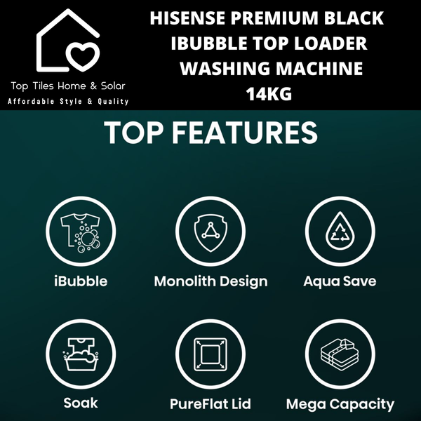 Hisense Premium Black Top Loader Aqua Save Washing Machine - 14kg
