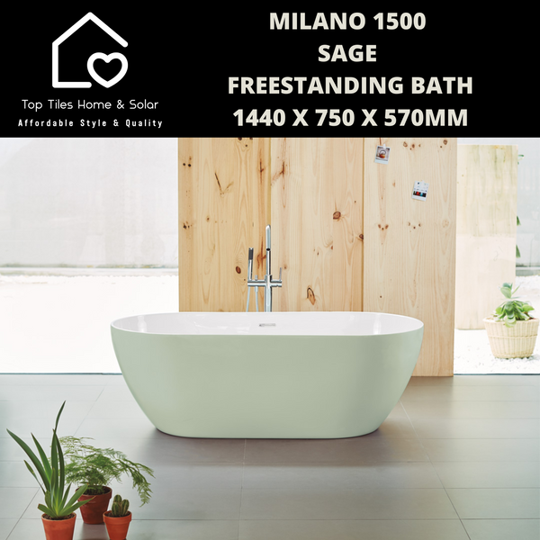 Milano 1500 Sage Freestanding Bath - 1440 x 750 x 570mm
