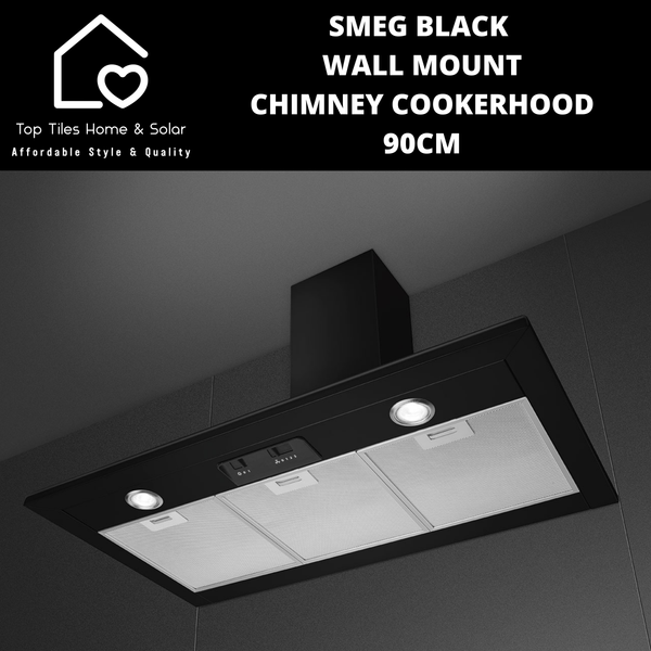 Smeg Black Wall Mount Chimney Cookerhood - 90cm