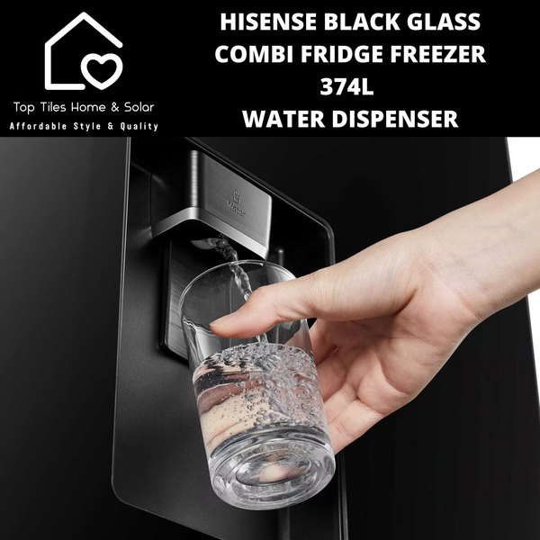 Hisense Black Mirror Combi Fridge Freezer - 374L Water Dispenser