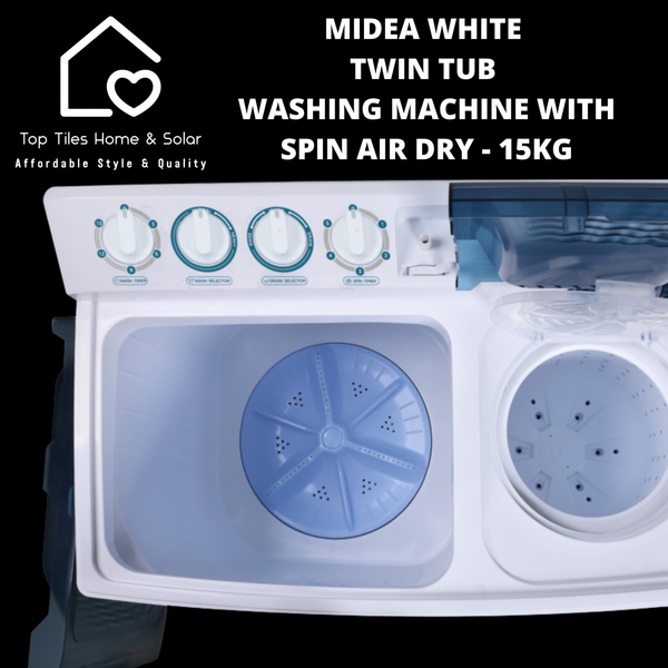 Midea White Twin Tub Washing Machine with Spin Air Dry - 15kg