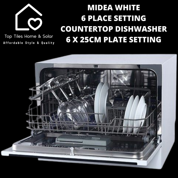 Midea White 6 Place Setting Countertop Dishwasher - 6 x 25cm Plate Setting
