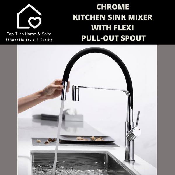 Chrome Kitchen Sink Mixer With Flexi Pull-Out Spout
