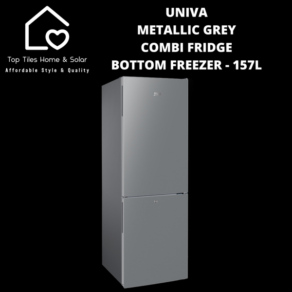 Univa Metallic Grey Combi Fridge Bottom Freezer - 157L