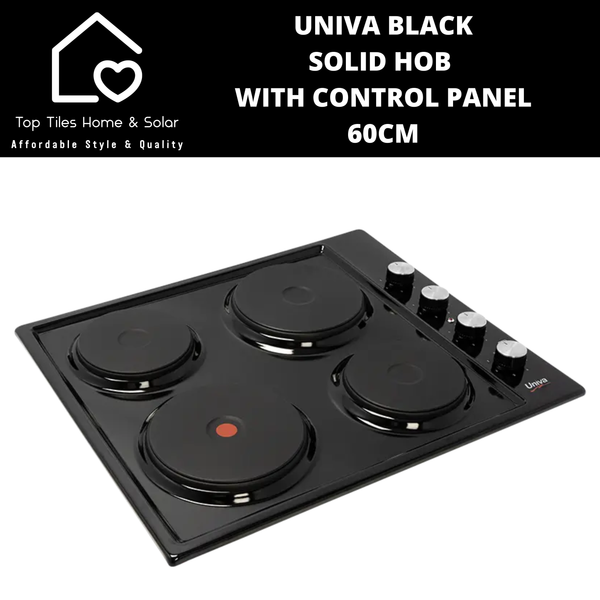 Univa Black Solid Hob with Control Panel - 60cm