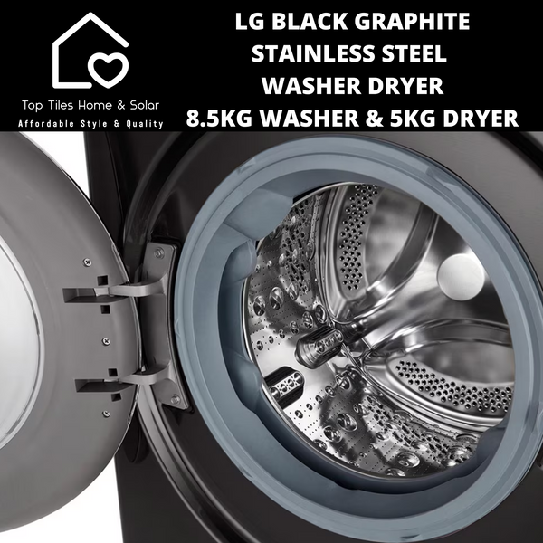LG Black Steel Vivace Washer Dryer - 8.5kg Washer & 5kg Dryer