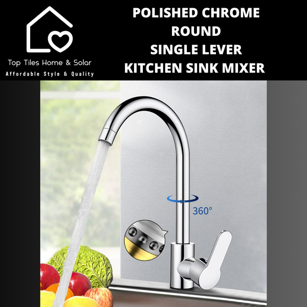 Polished Chrome Round Single Lever Kitchen Sink Mixer