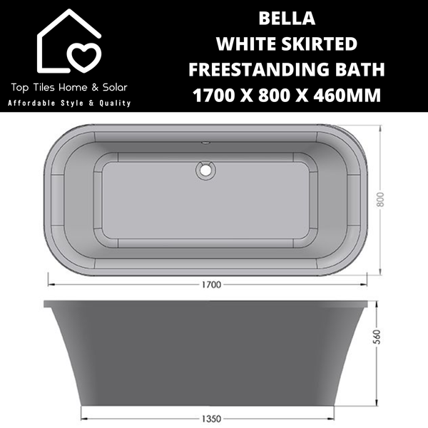 Bella White Skirted Freestanding Bath - 1700 x 800 x 460mm