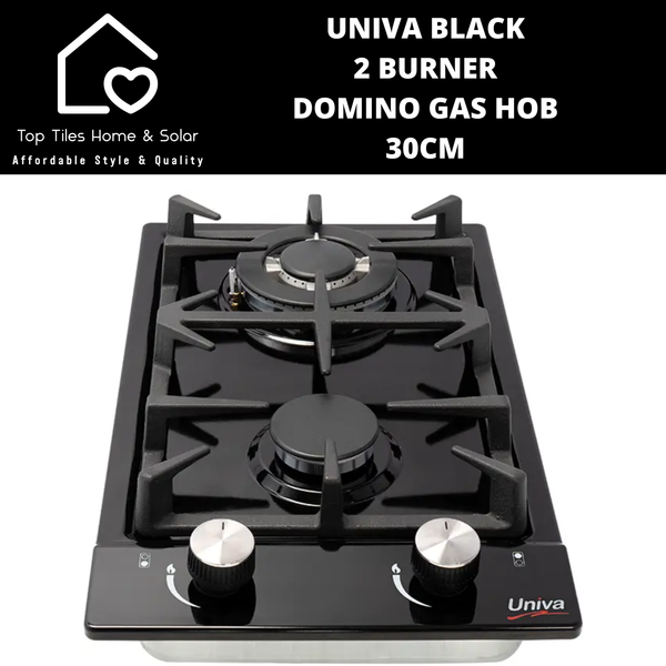 Univa Black 2 Burner Domino Gas Hob - 30cm