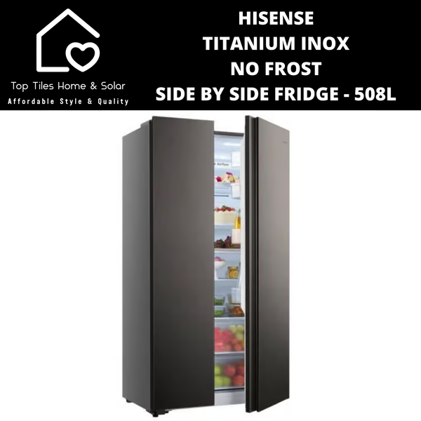 Hisense Titanium Inox No Frost Side by Side Fridge - 508L