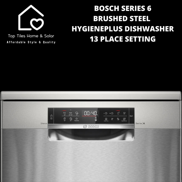 Bosch Series 6 - Brushed Steel HygienePlus Dishwasher - 13 Place Setting