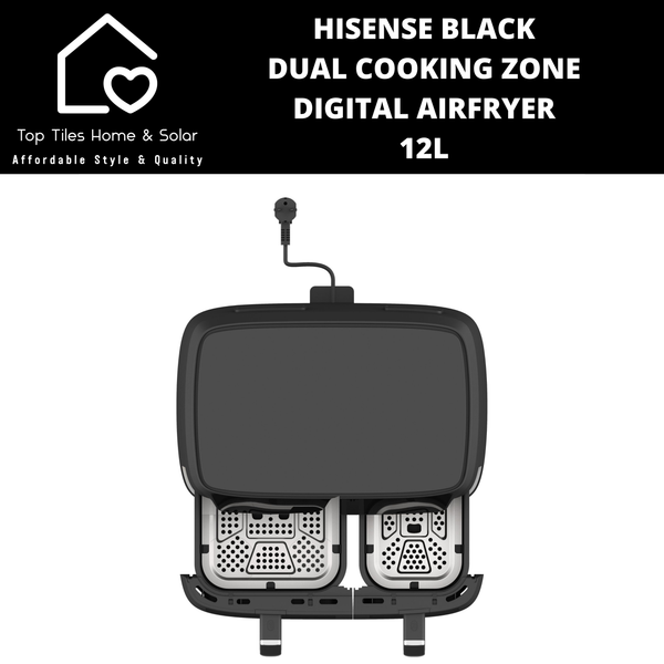 Hisense Black Dual Cooking Zone Digital Airfryer - 12L