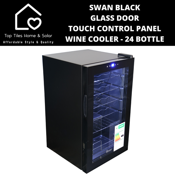 Swan Black Glass Door Touch Control Panel Wine Cooler - 24 Bottle