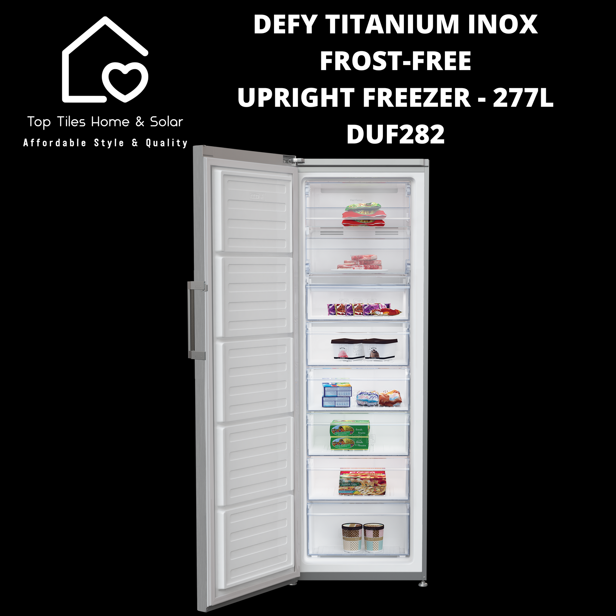 Defy Titanium Inox Frost-Free Upright Freezer - 277L DUF282 – Top