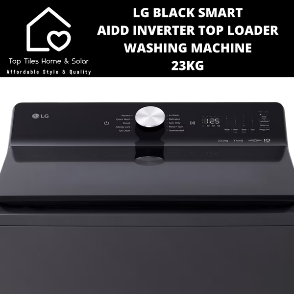 LG Black Smart AIDD Inverter Top Loader Washing Machine - 23kg