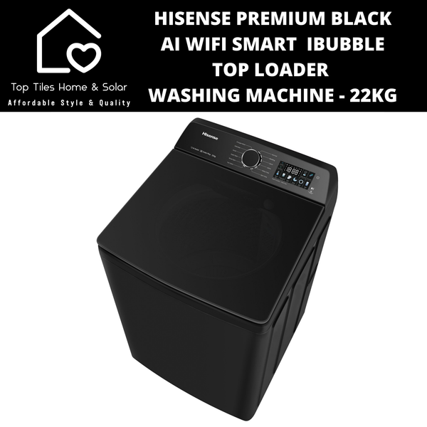 Hisense Premium Black Ai Wifi Smart  iBubble Top Loader Washing Machine - 22kg