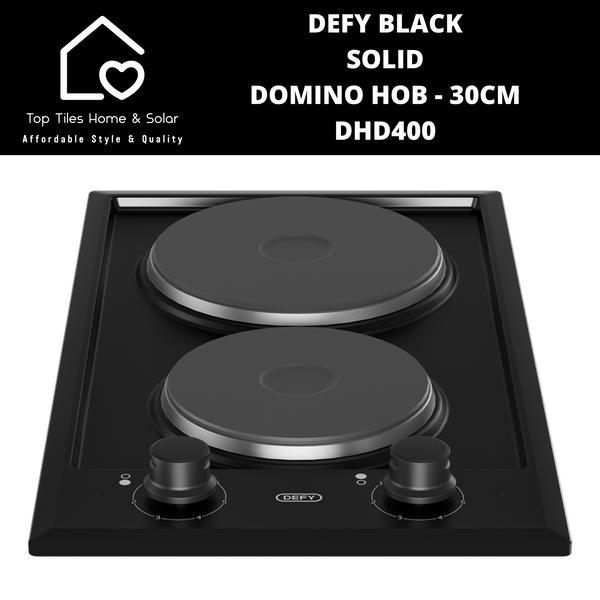 Defy Black Solid Domino Hob - 30cm DHD400
