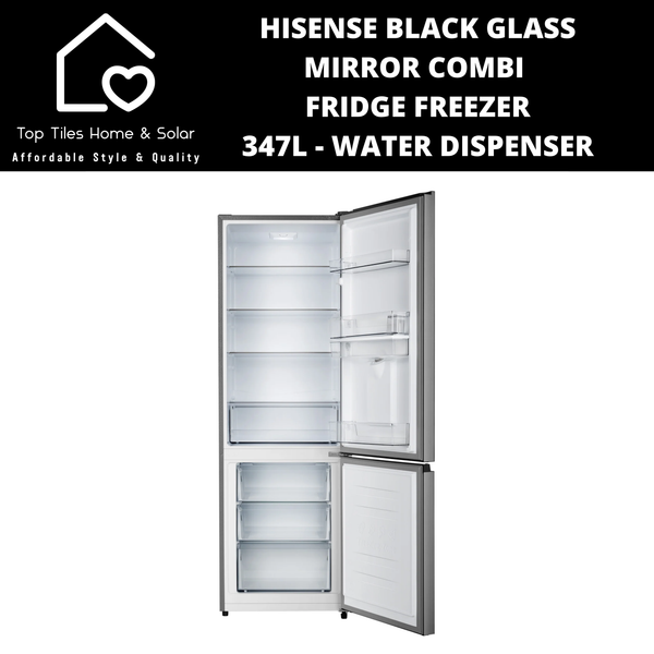 Hisense Black Mirror Combi Fridge Freezer - 347L Water Dispenser